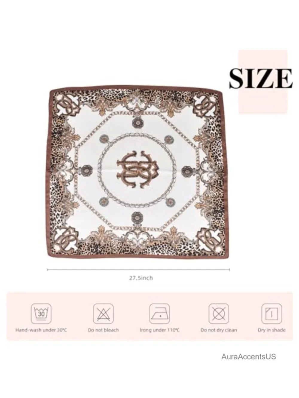 27.5 in Silk Head Scarf for Women Satin Hair Scarf Square Scarves Boho Wrap